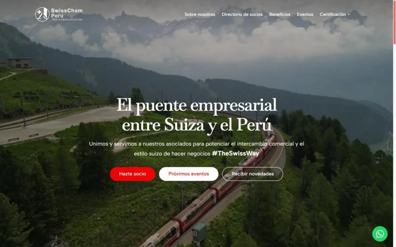 Captura del sitio de SwissCham Perú